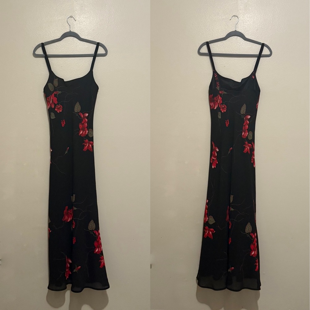 Jessica Howard Vintage Black Floral Maxi Dress Size 6